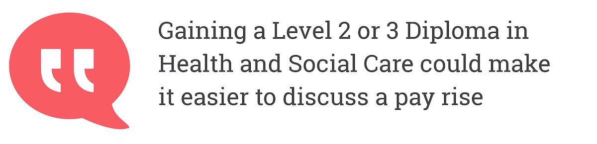 gaining a Level 2 or 3 Diploma in Health and Social Care could make it easier to discuss a pay rise.