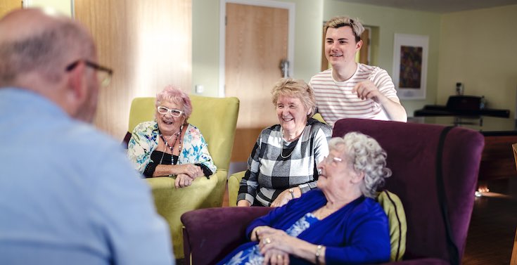 Home Manager jobs: frequently asked questions A home manager in a care home talks to residents